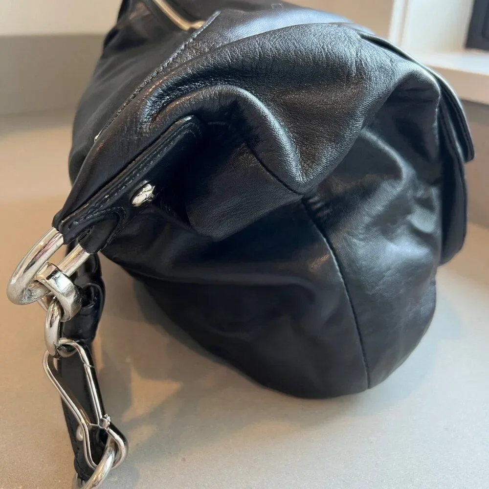 Vintage Coach Kristin L10 26-16787 Black Leather Two Straps Shoulder Bag